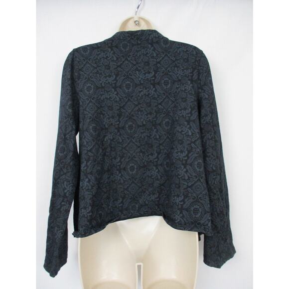 Fresh Produce Top Small Womens Cardigan Open Front Floral Blue Black Casual - Picture 5 of 13